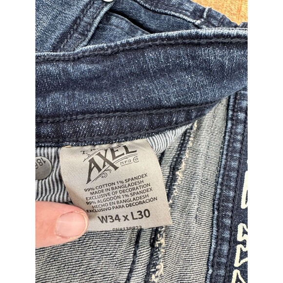 TK Axel Men’s Slim Boot Cut Jeans Dark Wash Pockets  Mid Rise Size 34x30 - Picture 7 of 12